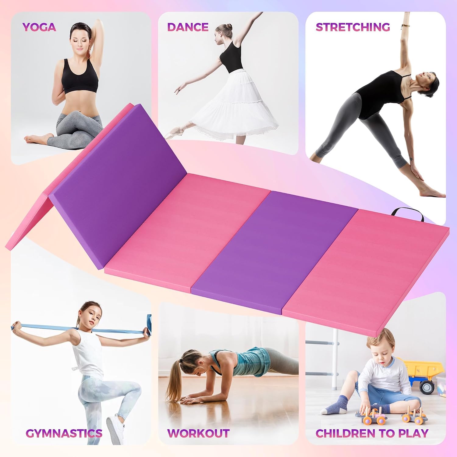 Home Gym Yoga Mat - Tapis de yoga pliable, tapis de