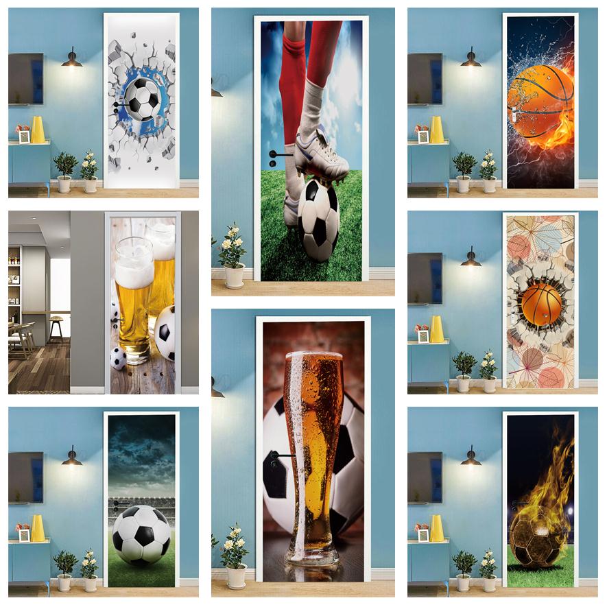 Home Gym Decor - Papier peint auto-adhésif 3D pour porte,