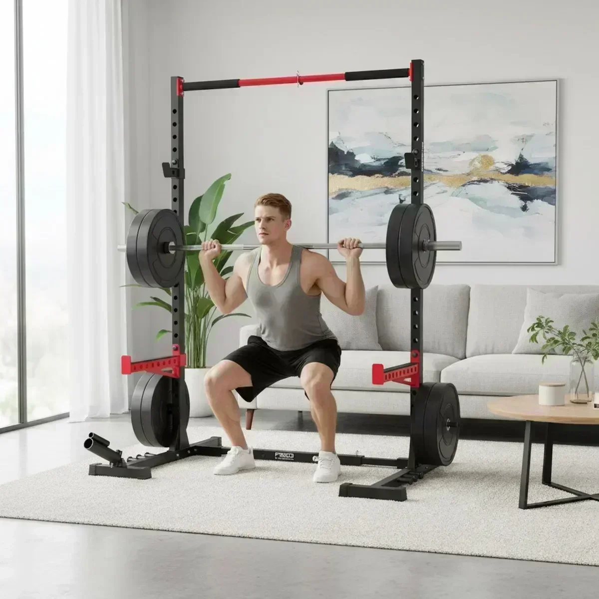 Home Gym Pull Up - Support de Squat Réglable pour Salle